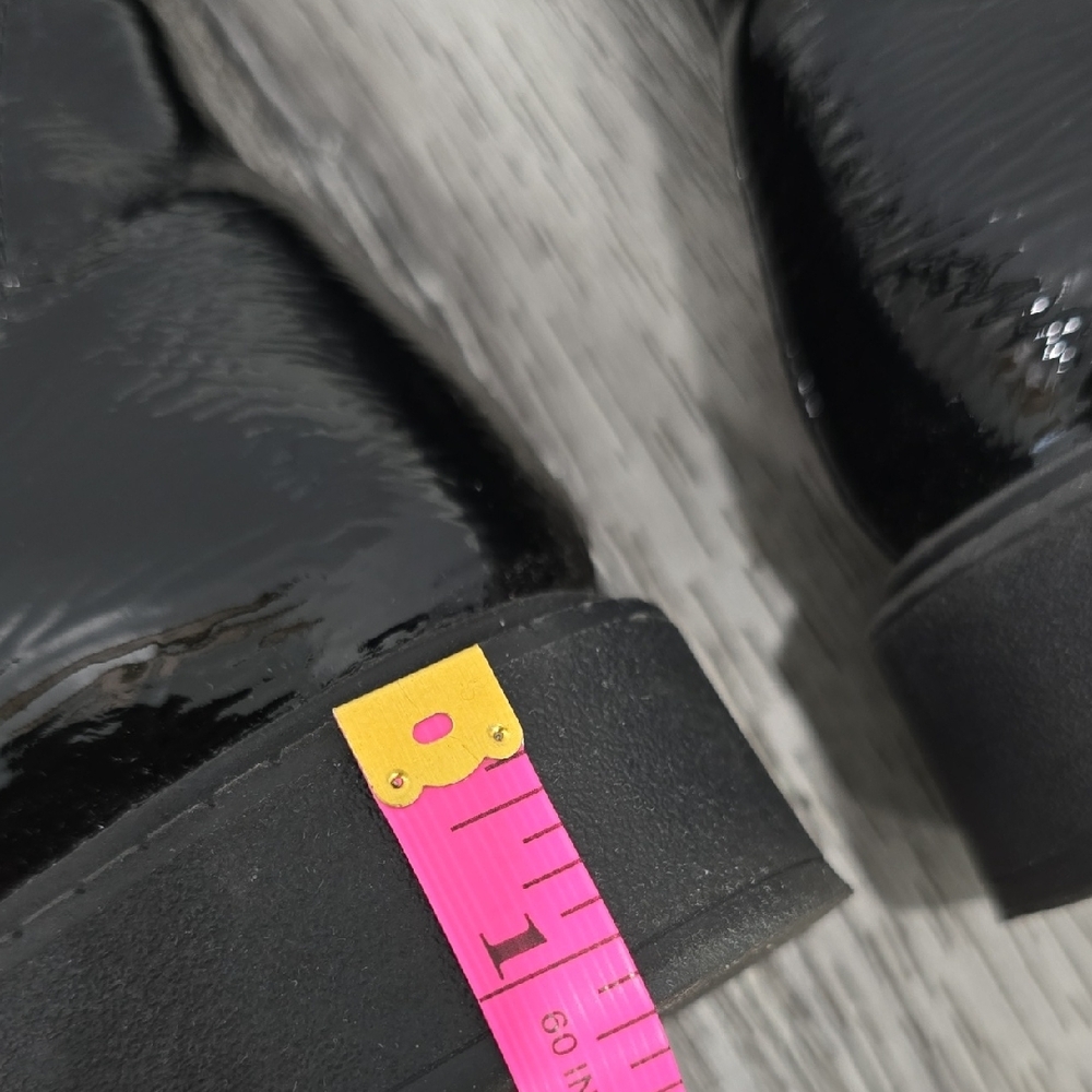 Andre Assous Viva Patent Knee High Boots Black Crinkle Patent Stretch Back - Picture 11 of 13